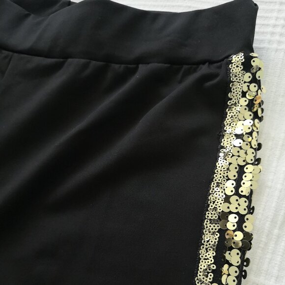 HOST PICK - Black Gold Sequin Skinny Ankle Length High Waist Pants Leggings M - Picture 11 of 12